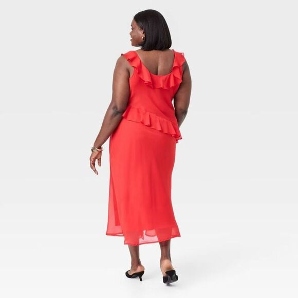 A New Day - Women's Ruffle Slip Dress - A New Day Red 1X Red - Picture 4 of 4